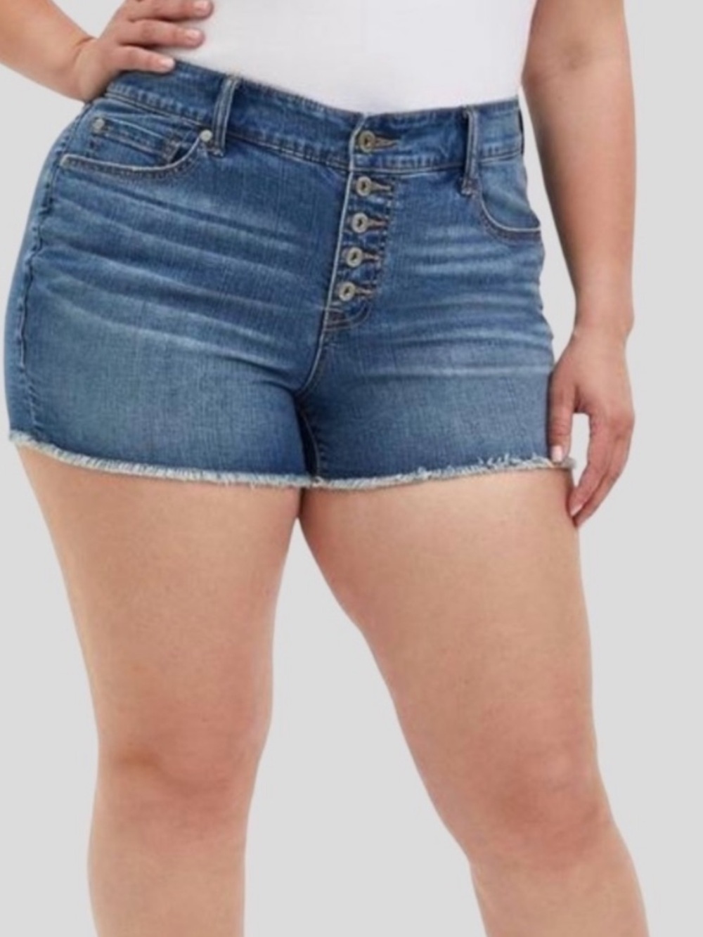 Feel the fit Button-Fly High-Rise Blue Denim Shorts